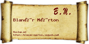 Blanár Márton névjegykártya