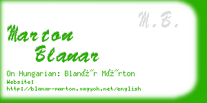 marton blanar business card